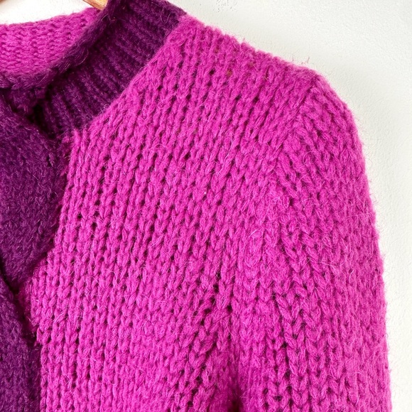 L.L. Bean Magenta Mock Neck Mohair Blend Sweater - Picture 4 of 7